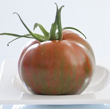 Tomate "Timenta F1":   Dekorative, rote Tomate mit grünen Streifen. Durchschnittliches Fruchtgewich