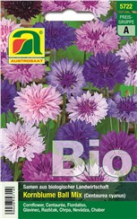 Kornblumen BIO "Ball Mix":   Eine attraktive, farbenfrohe Mischung, die Bienen, Hummeln und Schmetterling