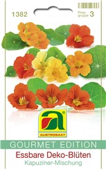 Essbare Deko-Blüten "Kapuziner-Mischung":   Die eßbaren, bunten Blüten eigenen sich sehr gut zur Dekoration, die Blätter