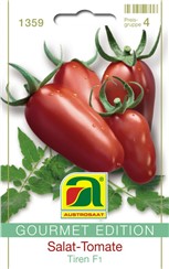 Salat-Tomate "Tiren F1":   San-Marzano-Typ mit 100-115 g schweren Früchten. Optimale Salattomate!   T