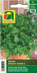 Petersilie "Einfache Schnitt 3" (Comun 3):   Eine dichtlaubige Schnittpetersilie mit glatten, dunkelgrünen Blättern mit t