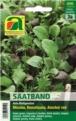 Salate "Asia-Blattgemüse": Mizuna, Komatsuna, Amchoi red:   Raschwüchsiges Blattgemüse!   Mizuna: gefiederte, rucola-ähnliche Blätter 