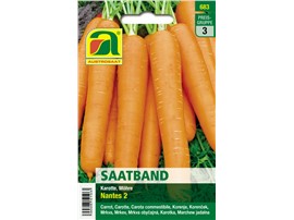 Karotten, Möhren "Nantes 2" - Saatband:   Eine Universalsorte mit guter Lagerfähigkeit.