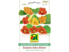 Essbare Deko-Blüten "Kapuziner-Mischung":   Die eßbaren, bunten Blüten eigenen sich sehr gut zur Dekoration, die Blätter