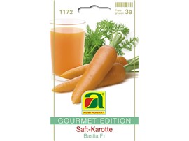 Saft-Karotte "Bastia F1":   Große, leicht konische Karotte mit glatter Schale. Durch den hohen Zuckergeh